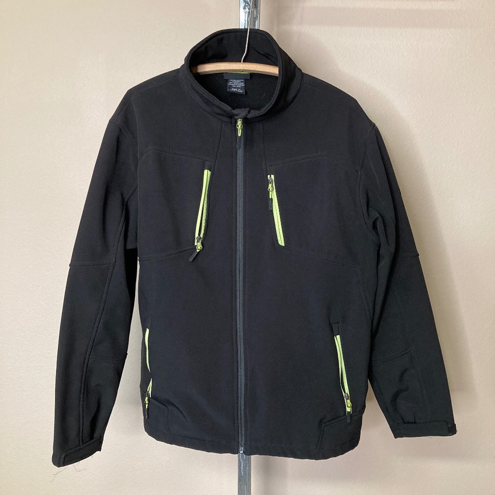 Snozu XL Men's Softshell Fleece Lined Jacket Black Full Zip Pockets